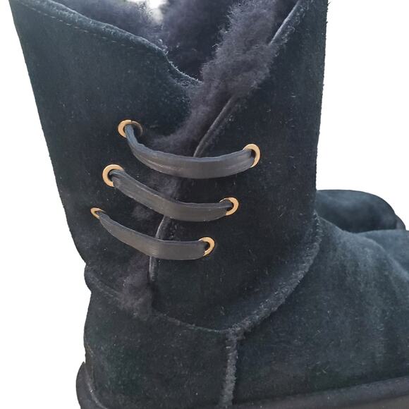 UGG Constantine Genuine Lamb Shearling Black Lace Up Boots Women's Size 6 US - Picture 4 of 16